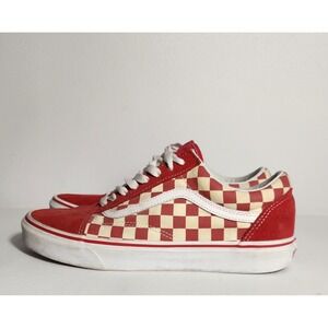 Vans Old Skool Red White Checkered Checkerboard Size 9.5 Sneakers Skate Shoes